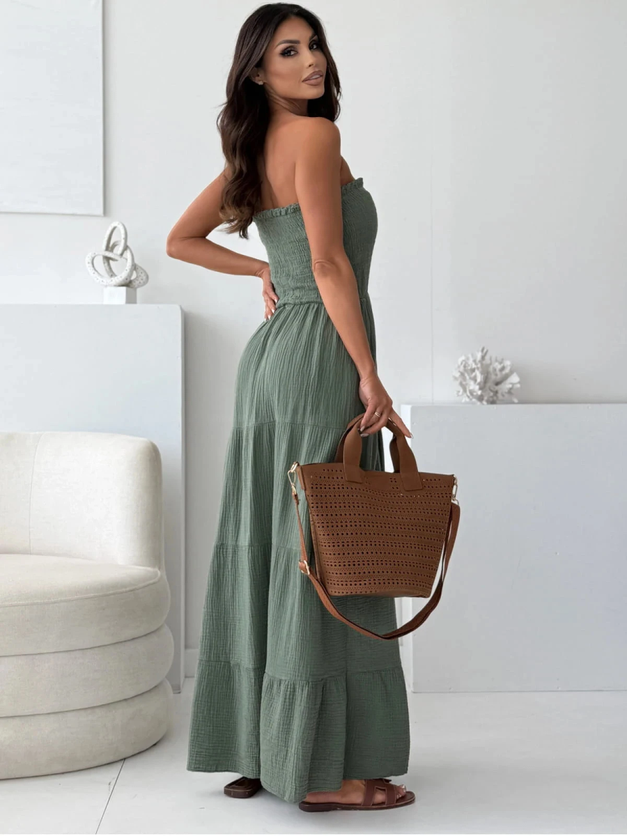 Long strapless cotton gauze dress 2