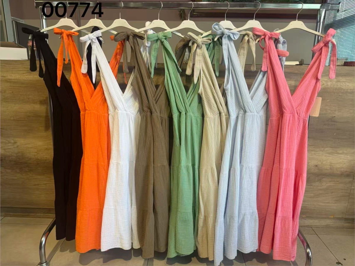 Long bohemian backless cotton gauze dress 2