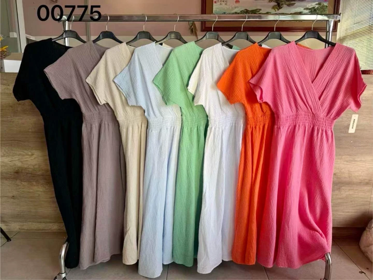 Long bohemian backless cotton gauze dress 2