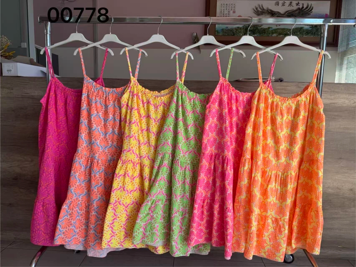 Robe bohème à bretelles en gaze de coton imprimée 3