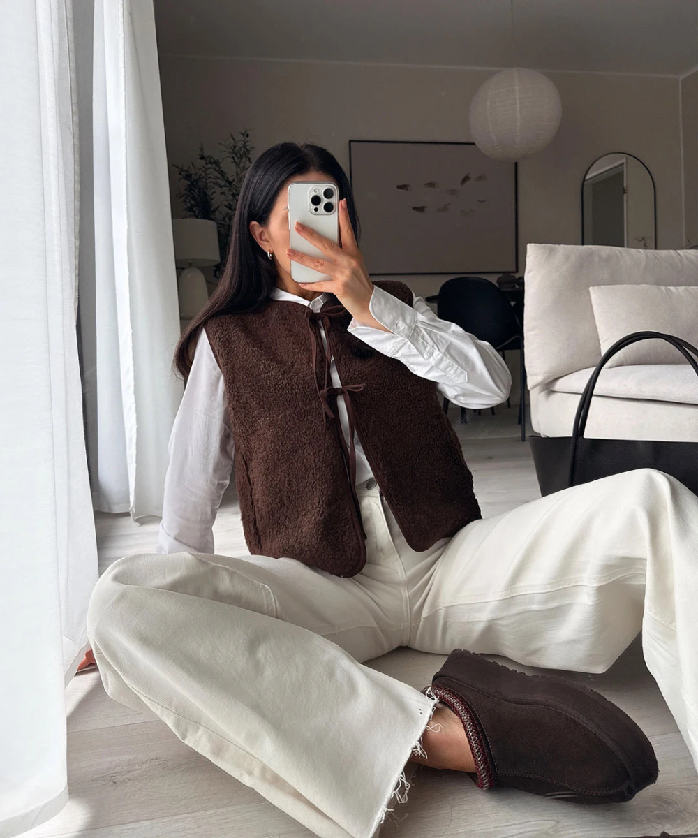 Gilet Teddy Sans Manches à Nouer 2