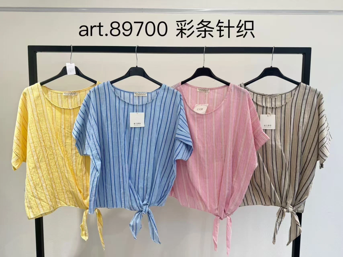 Blouse coton ample à rayures nouée 2