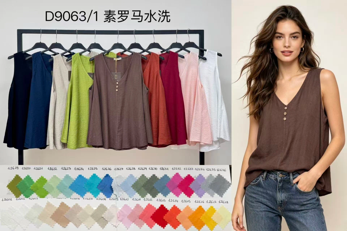 Top Sans Manches Col V Boutonné – Léger & Fluide 2