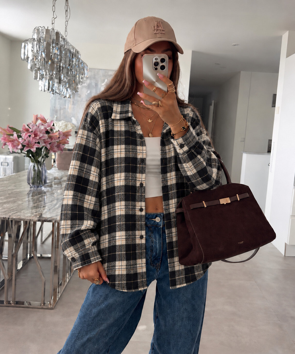 Chemise à carreaux Oversize effet flanelle