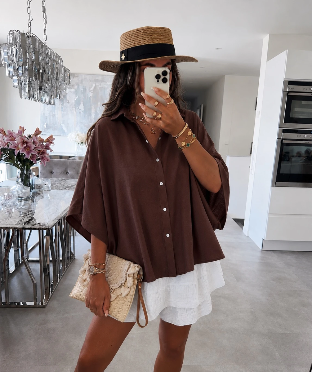 Chemise Oversize– Coupe Chauve-Souris – Tissu Fluide