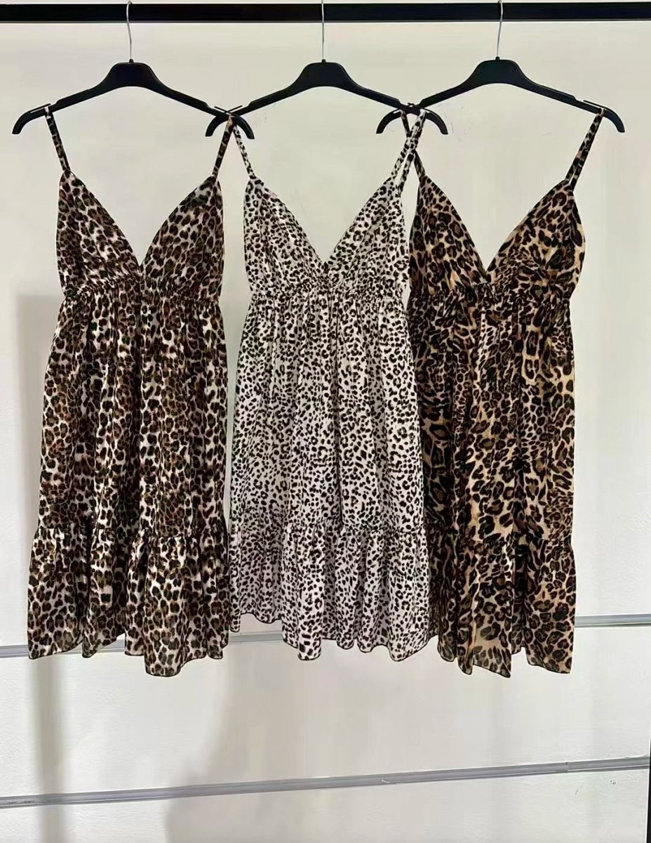 Robe courte en coton imprimé léopard 2