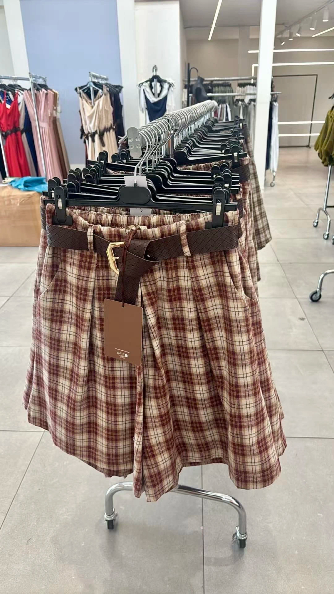 Short Bermuda effet flanelle Carreaux Avec ceinture et poches 2