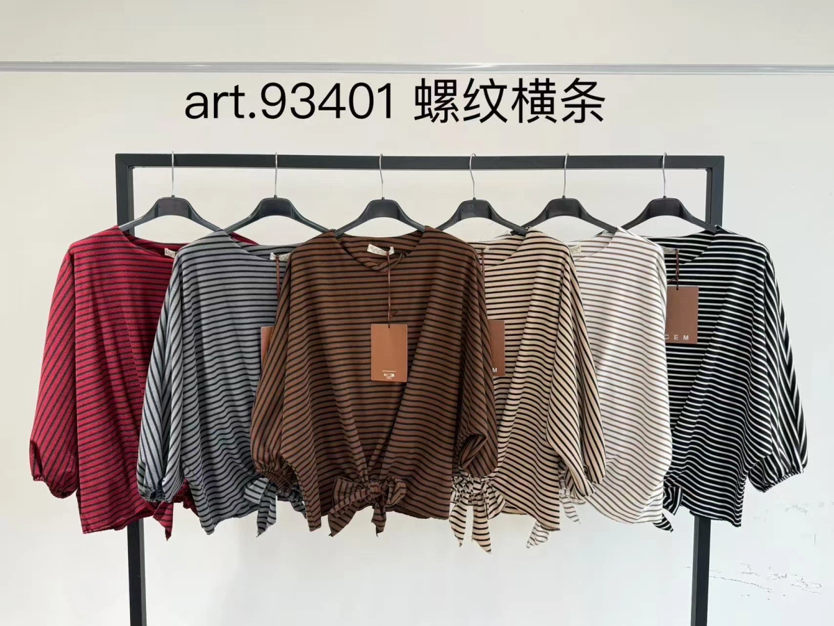 Blouse Rayée Oversize Manches Chauve-Souris à Nouer 2