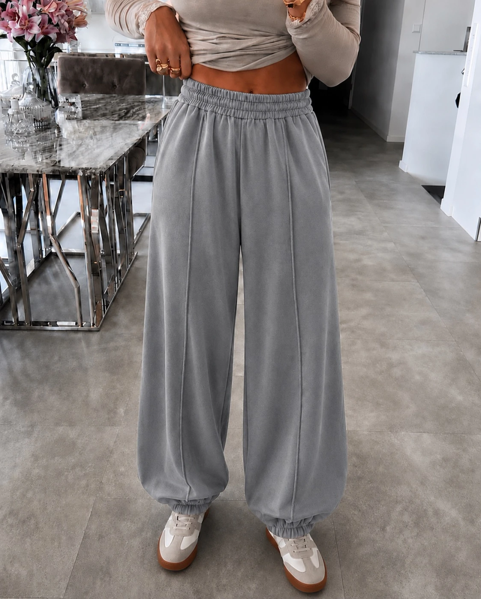 Jogging Large effet laine – Coupe Ample, Taille Élastiquée & Bas Resserré