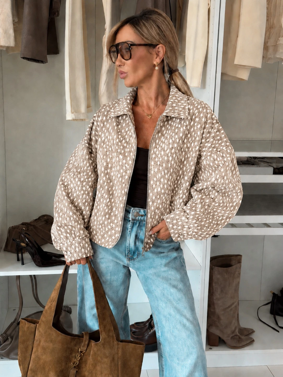 Veste suédine imprimé biche