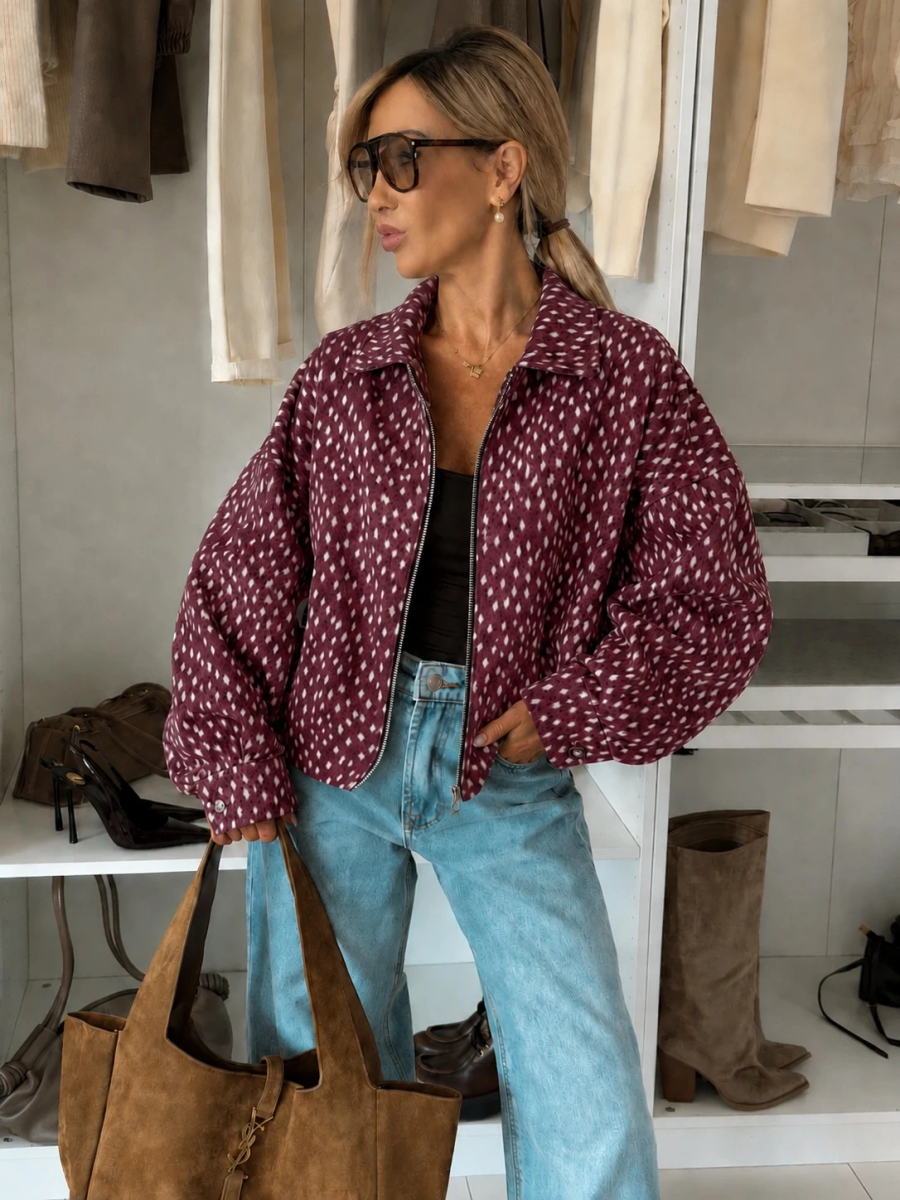 Veste suédine imprimé biche