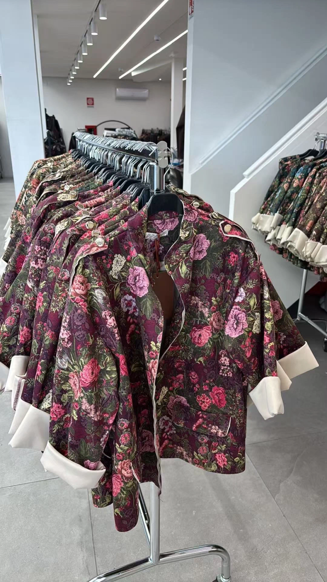 Floral suede jacket with contrast lapels 2