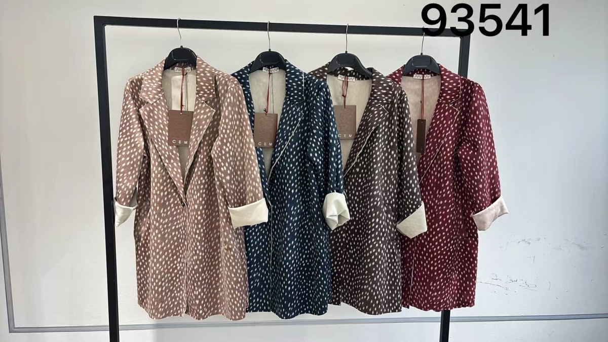 Mid-length jacket with deer print in suede 2