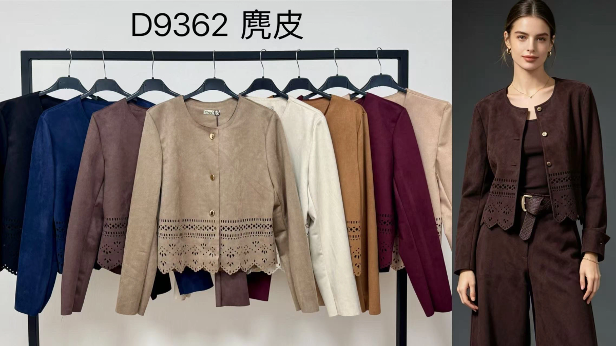 Veste en Suédine – Détails Ajourés Dentelle, Boutons Dorés & Coupe Élégante 2
