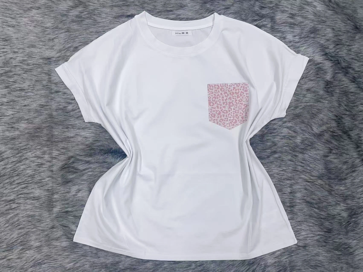 T-shirt coton fausse poche sequin léopard tendance qualité premium 2