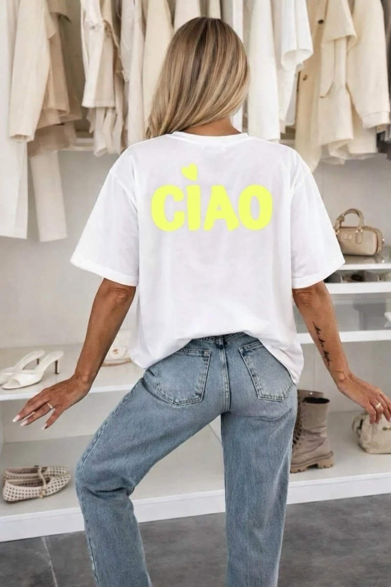 T-shirt in cotone stampato alla moda di qualità premium