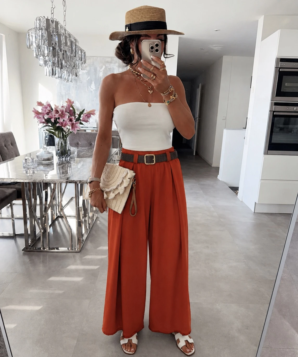 Pantalon Palazzo  Ceinturé avec poches