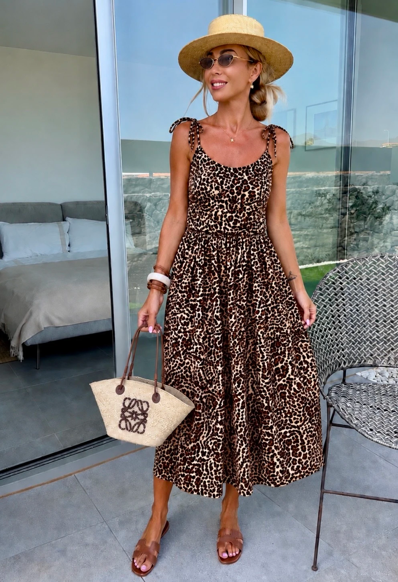 Robe Léopard Longue Fluide – Style Bohème Chic
